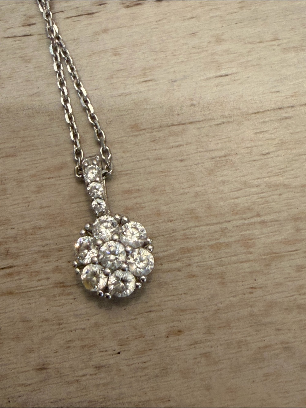 Sterling Silver Cluster Pendant Necklace with Clear Stones - White